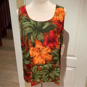 UZZI. Amphibious Gear. Tropical floral print shirt. Sleeveless top. Colo…